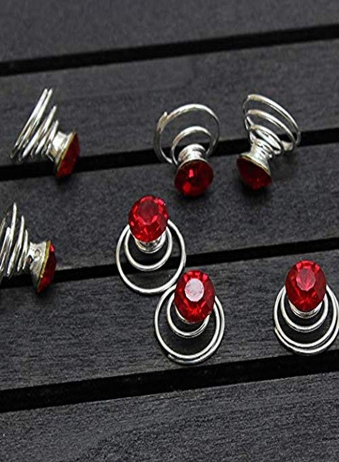 canjoyn 24 Pcs Bridal Gem Spin Hair Pins Swirl Hair Twists Coils Wedding Spiral Twist Hairpins Shiny Rhinestone Crystal Twisters Metal Spiral Updo Prom (Red) - Image 2